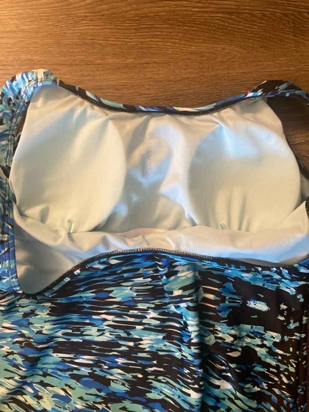Women’s One-Piece Swimsuit - Blue Multi Print Size Large NEW - Picture 6 of 8